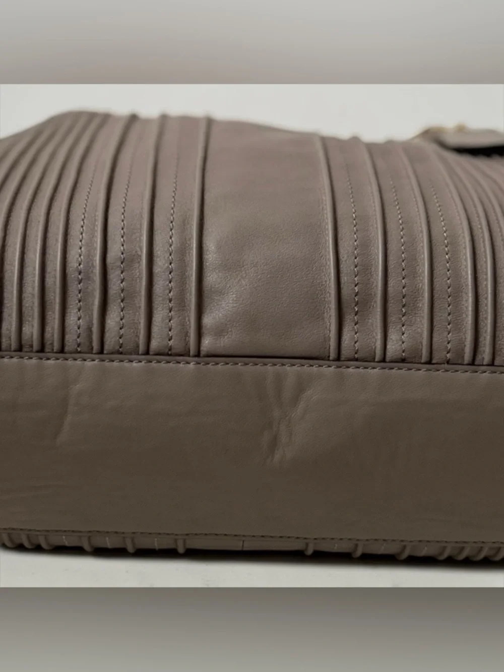 Coach Madison Cafe Carryall Shoulder Bag -Pintuck, Pleated Leather- Grey Birch - Picture 9 of 12